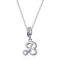 S925 Sterling Silver 26 English Letter Pendant DIY Bracelet Necklace Accessories, Style:B