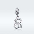 S925 Sterling Silver 26 English Letter Pendant DIY Bracelet Necklace Accessories, Style:E