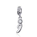 S925 Sterling Silver 26 English Letter Pendant DIY Bracelet Necklace Accessories, Style:I