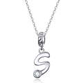 S925 Sterling Silver 26 English Letter Pendant DIY Bracelet Necklace Accessories, Style:S