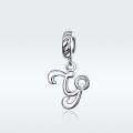 S925 Sterling Silver 26 English Letter Pendant DIY Bracelet Necklace Accessories, Style:Y