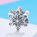 S925 Sterling Silver Winter Snowflakes Beads DIY Bracelet Necklace Accessories, Color:Silver