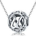S925 Sterling Silver 26 English Letter Beads DIY Bracelet Necklace Accessories, Style:U