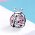 S925 Sterling Silver Ladybug Zircon Beads DIY Bracelet Necklace Accessories(Silver)
