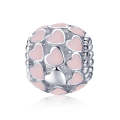 S925 Pure Silver Pink Heart-shaped  Beads