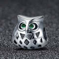 Owl S925 Sterling Silver Beads Inlaid With Gemstones And Hollow Beads