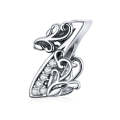 S925 Sterling Silver Relief Number Series 0-9 Beads DIY Bracelet Necklace Accessories, Style:1