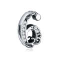 S925 Sterling Silver Relief Number Series 0-9 Beads DIY Bracelet Necklace Accessories, Style:6