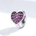 S925 Sterling Silver Pink Zircon Love Heart Beads DIY Bracelet Necklace Accessories