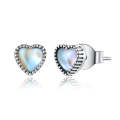 S925 Sterling Silver Simple Heart of Glass Earrings