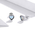 S925 Sterling Silver Simple Heart of Glass Earrings