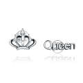 S925 Sterling Silver Simple Hollow Crown English Letters Earrings