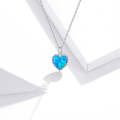 S925 Sterling Silver Deep Blue Heart Women Nacklace Jewelry