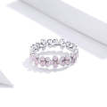 S925 Sterling Silver Pink Wreath Women Ring, Size:7