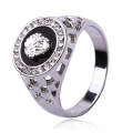 Hip Hop Platinum Plated Lion Head Rhinestone Ring for Men, US Size: 10, Inner Diameter: 20mm, Per...