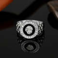 Hip Hop Platinum Plated Lion Head Rhinestone Ring for Men, US Size: 10, Inner Diameter: 20mm, Per...