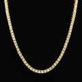 Mens Hip Hop Punk 1 Row Crystal Inlaid Alloy Necklace Chain, Size: 20 inch (Gold)