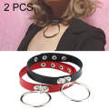 2 PCS European and American Style Punk O-shaped Big Ring Popular Leather Necklace Collar, Random ...