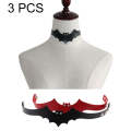 3 PCS  European and American Style Popular Bat Styling Leather Necklace Collar, Random Color Deli...