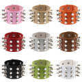 2 PCS European and American Punk Style Fashion Exaggerated Conical Tip 3 Rows Rivets Leather Brac...
