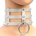 Harajuku Fashion Punk Gothic Rivets Collar Hand 3-rows Caged Leather Collar Necklace(Silver)