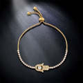 Valentines Day Gift Hamsa Hand Crystal Inlaid Hand Chain Bracelet, Chain Length: 25cm(Gold)