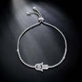 Valentines Day Gift Hamsa Hand Crystal Inlaid Hand Chain Bracelet, Chain Length: 25cm(Silver)