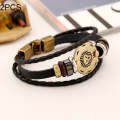 2 PCS Couple Lovers Jewelry Leather Braided Constellation Detail Hand Chain Bracelet, Size: 21*1.2cm