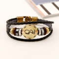 2 PCS Couple Lovers Jewelry Leather Braided Constellation Detail Hand Chain Bracelet, Size: 21*1.2cm