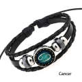 European and American Hand-knitted Beaded Retro DIY Bracelet Cancer Constellation Leather Punk Fa...