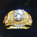 Fashion Businessman 18K White Gold Plated + AAA Zircon Men  Ring, Size: 11, Diameter: 20.6mm, Per...