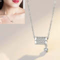 Women Fashion S925 Sterling Silver Small Waist Pendant Necklace (White)