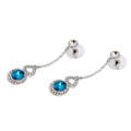 Silver-Plated Inlaid Clear Crystal Chain with Zircon Inlaid Blue Crystal Earring