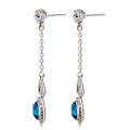 Silver-Plated Inlaid Clear Crystal Chain with Zircon Inlaid Blue Crystal Earring