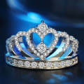 Princess Queen Crown-shaped Platinum Plated Zircon Ring, US Size: 5, Diameter: 15.7mm, Perimeter:...