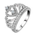 Princess Queen Crown-shaped Platinum Plated Zircon Ring, US Size: 6, Diameter: 16.5mm, Perimeter:...