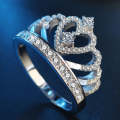 Princess Queen Crown-shaped Platinum Plated Zircon Ring, US Size: 6, Diameter: 16.5mm, Perimeter:...