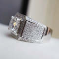 Fashion Full Rhinestone Micro-insert Silver Ring, US Size: 9, Diameter: 19mm, Perimeter: 59.8mm