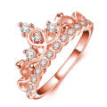 Princess Queen Crown-shaped Rose Gold Plated Zircon Ring, US Size: 6, Diameter: 16.5mm, Perimeter...