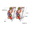 1 Pair Colorful Zircon Earrings Stud Jewelry For Women And Girls(Silver)