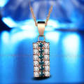 18k Gold Cylindrical Hidden Green And White Crystal Mixed Pendant Necklace For Female(Green)