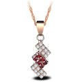 18k Gold Plated Irregular Geometry Crystal Pendant Necklace For Female, 43*13 mm(red)