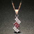 18k Gold Plated Irregular Geometry Crystal Pendant Necklace For Female, 43*13 mm(red)