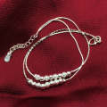 Simple Fashion Frosted Bead Personality Silver Plated Anklet(Silver)