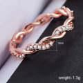 Simple Stylish Ladies Full Rhinestone Twist Modelling Ring(Rose Gold US Size:6)