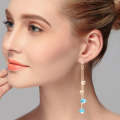 Personality Sweet Fairy Qualities Fashion Long Tassel Crystal Earrings(Blue)