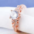1 Pair Women Fashion Micro-inlaid Zircon Engagement Ring Princess Queen Aristocratic Temperament ...