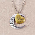 Half-Moon-Shaped Alloy Plated Pendant Necklace With Greetings Engraved At The Backside For Family...