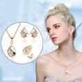 3 in 1 Women Beautiful Peacock Crystal-like Necklace Ring Earrings Jewelry Set
