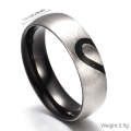 Fashion Rhinestone Love Heart Splice Couples Ring Fine Titanium Steel Ring for Men and Women(Silv...